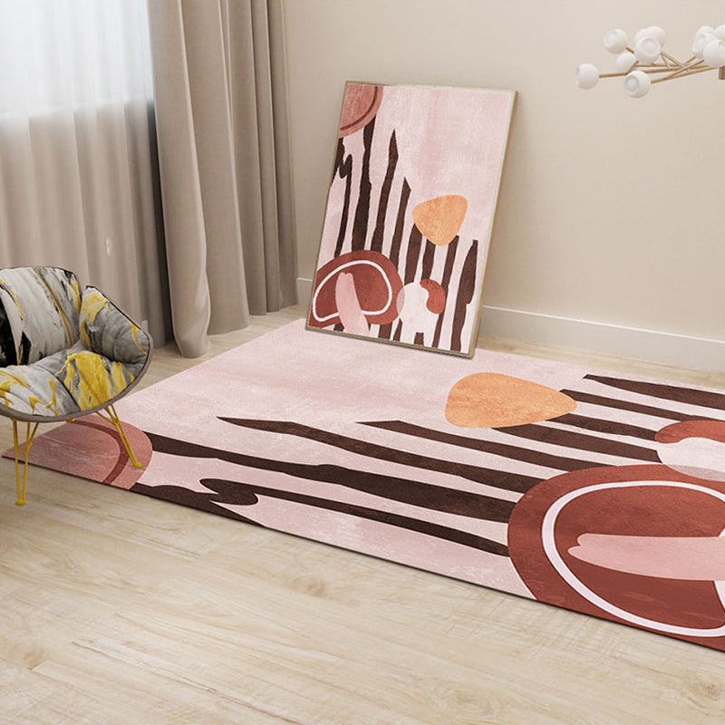 Creative Geometric Color-Block Rug Multi Color Nordic Carpet Synthetics Anti-Slip Stain Resistant Machine Washable Rug for Home Dark Pink Clearhalo 'Area Rug' 'Rug' 2266942