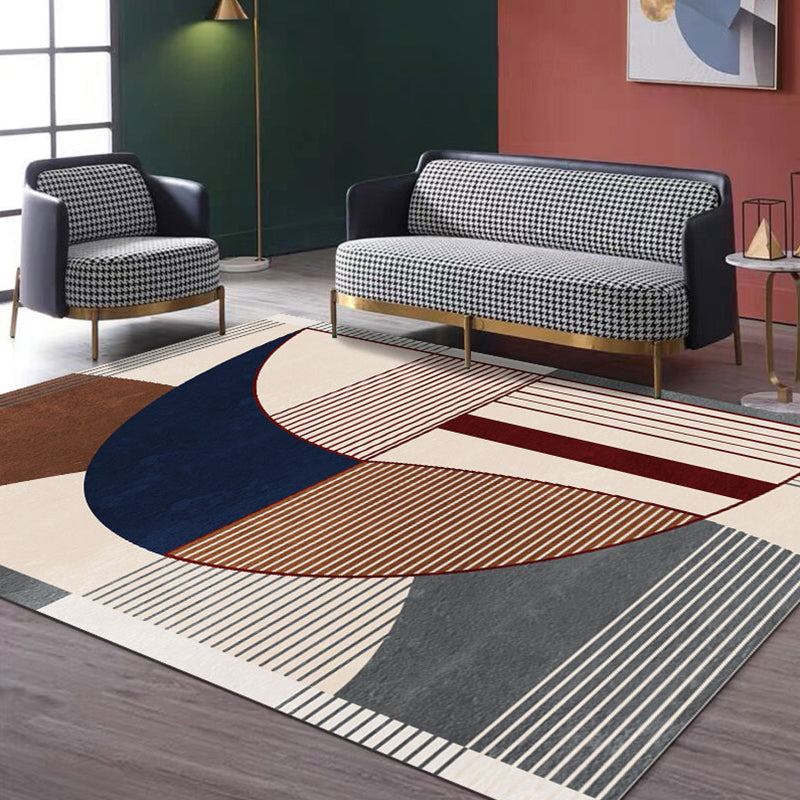 Creative Geometric Color-Block Rug Multi Color Nordic Carpet Synthetics Anti-Slip Stain Resistant Machine Washable Rug for Home Brown Clearhalo 'Area Rug' 'Rug' 2266943