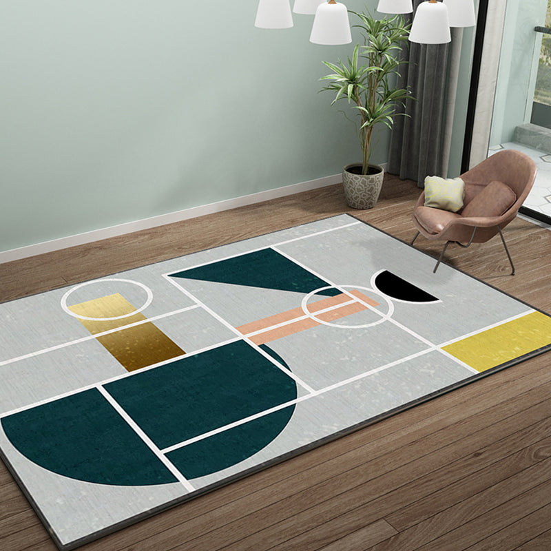 Creative Geometric Color-Block Rug Multi Color Nordic Carpet Synthetics Anti-Slip Stain Resistant Machine Washable Rug for Home Light Gray Clearhalo 'Area Rug' 'Rug' 2266944