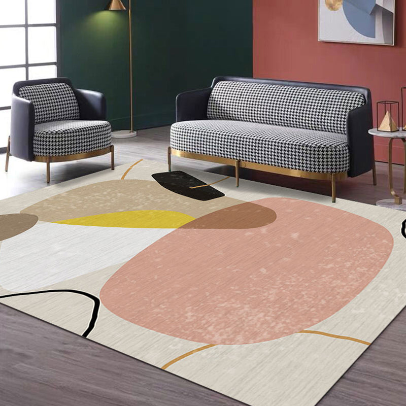 Creative Geometric Color-Block Rug Multi Color Nordic Carpet Synthetics Anti-Slip Stain Resistant Machine Washable Rug for Home Pink Clearhalo 'Area Rug' 'Rug' 2266946