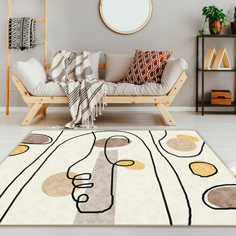 Minimalistic Nordic Rug Multicolor Abstract Color Block Carpet Anti-Slip Stain Resistant Pet Friendly Rug for Drawing Room Beige Clearhalo 'Area Rug' 'Rug' 2266969