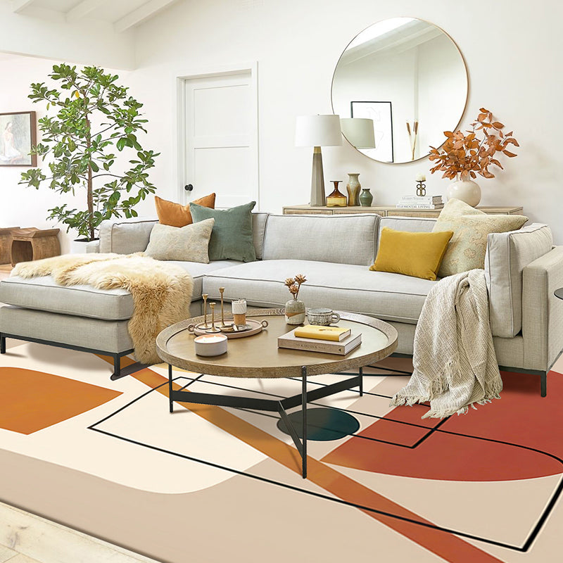 Minimalistic Nordic Rug Multicolor Abstract Color Block Carpet Anti-Slip Stain Resistant Pet Friendly Rug for Drawing Room Red Clearhalo 'Area Rug' 'Rug' 2266971