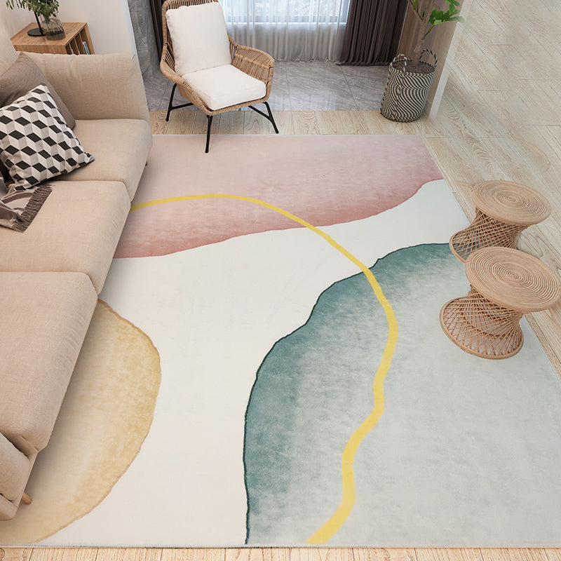 Stylish Watercolor Color Block Rug Multi-Color Nordic Rug Polyester Machine Washable Stain Resistant Anti-Slip Rug for Room Light Pink Clearhalo 'Area Rug' 'Rug' 2267035