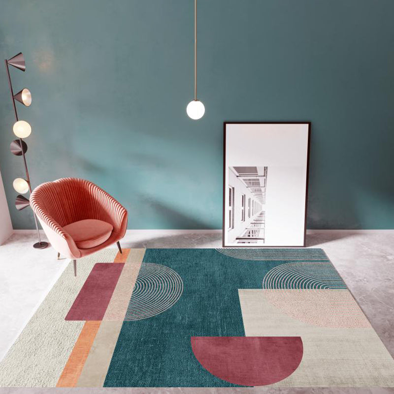 Artistry Geometrical Color Block Rug Multi-Colored Nordic Rug Polypropylene Anti-Slip Machine Washable Pet Friendly Rug for Great Room Dark Green Clearhalo 'Area Rug' 'Rug' 2267049