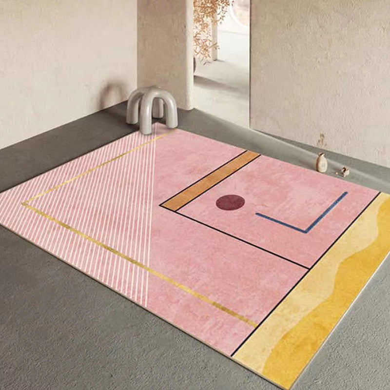 Artistry Geometrical Color Block Rug Multi-Colored Nordic Rug Polypropylene Anti-Slip Machine Washable Pet Friendly Rug for Great Room Pink-Yellow Clearhalo 'Area Rug' 'Rug' 2267059