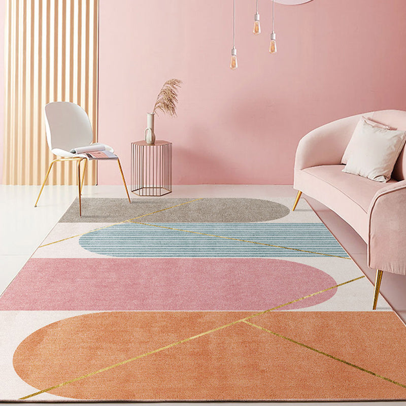 Multi Color Modernist Rug Synthetics Morandi Color Block Abstract Rug Washable Stain Resistant Anti-Slip Rug for Decoration Pink Clearhalo 'Area Rug' 'Rug' 2267072