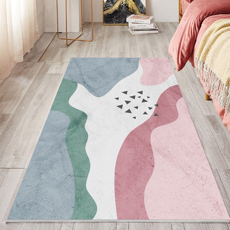 Multi Color Modernist Rug Synthetics Morandi Color Block Abstract Rug Washable Stain Resistant Anti-Slip Rug for Decoration Pink-Blue Clearhalo 'Area Rug' 'Rug' 2267075