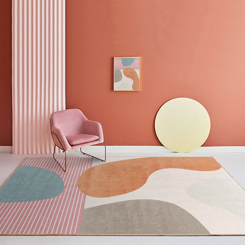 Multi Color Modernist Rug Synthetics Morandi Color Block Abstract Rug Washable Stain Resistant Anti-Slip Rug for Decoration Beige Clearhalo 'Area Rug' 'Rug' 2267081