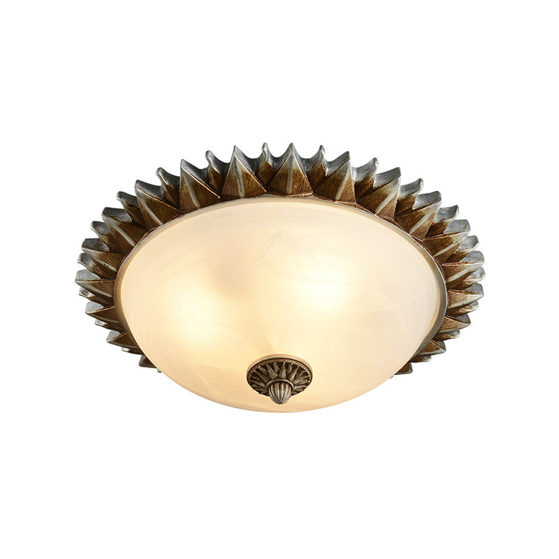1/3 Lights Sunburst Flush Light Fixture Traditional White Glass Ceiling Mount for Dining Room, 9"/15" Wide Clearhalo 'Ceiling Lights' 'Close To Ceiling Lights' 'Close to ceiling' 'Flush mount' Lighting' 226770