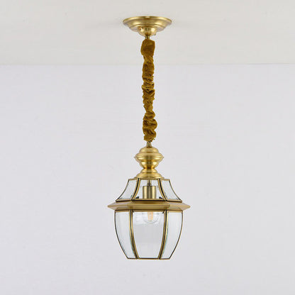 Ceiling Hanging Lantern Antique Oval Clear Glass Pendant Lighting in Brass for Dining Room Brass Clearhalo 'Ceiling Lights' 'Pendant Lights' 'Pendants' Lighting' 2267717_f528fb0b-7925-4e6c-99d3-7472b875770a