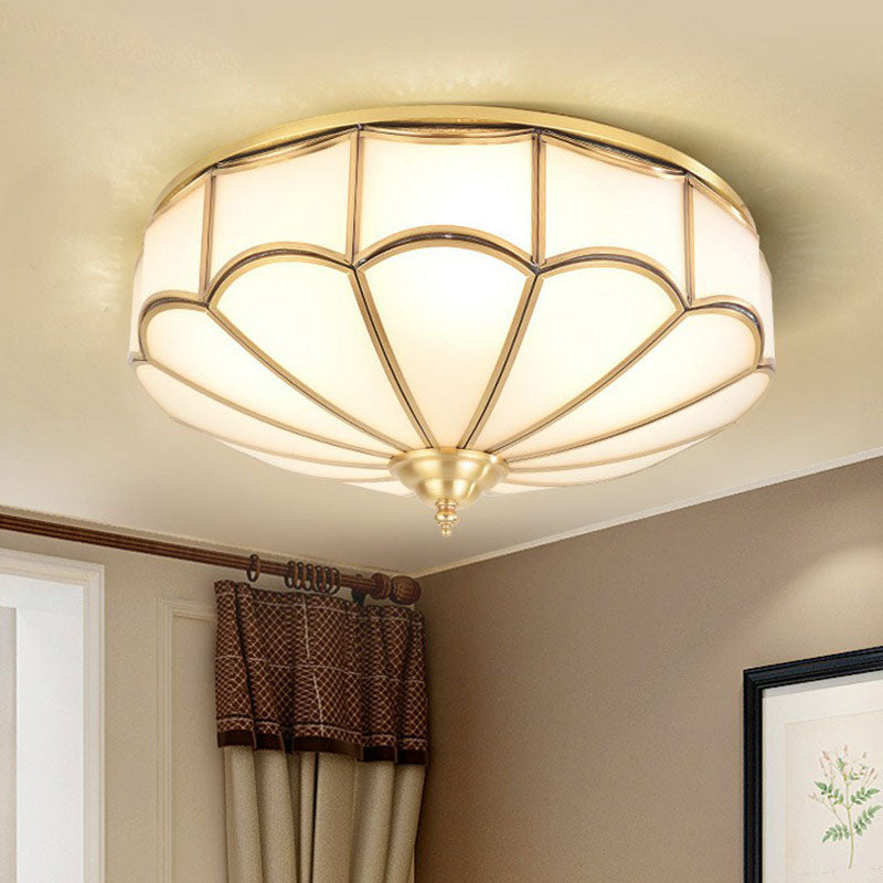 Scalloped Flush Ceiling Light Minimalistic White Glass Flush Mount Lighting Fixture Clearhalo 'Ceiling Lights' 'Close To Ceiling Lights' 'Close to ceiling' 'Flush mount' Lighting' 2267762