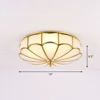 Scalloped Flush Ceiling Light Minimalistic White Glass Flush Mount Lighting Fixture 3 White Clearhalo 'Ceiling Lights' 'Close To Ceiling Lights' 'Close to ceiling' 'Flush mount' Lighting' 2267766