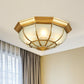 Frost Glass Dome Flush Mounted Lamp Classic Bedroom Flush Mount Ceiling Lighting Fixture in Brass Clearhalo 'Ceiling Lights' 'Close To Ceiling Lights' 'Close to ceiling' 'Flush mount' Lighting' 2267833