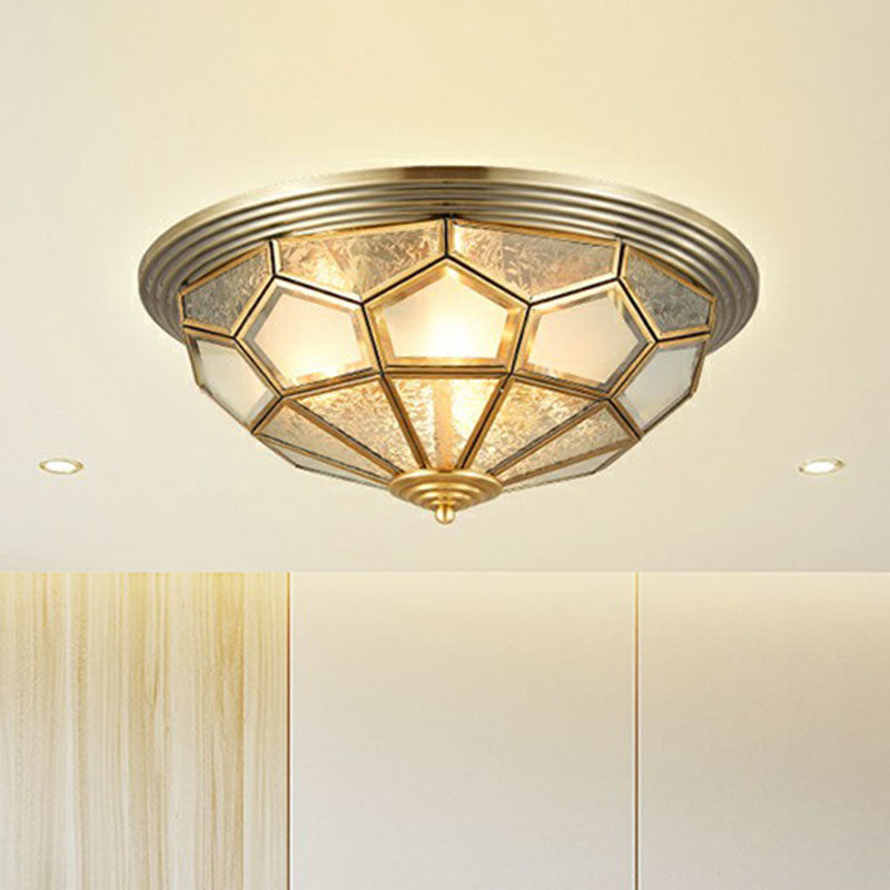 Dome Aisle Flush Ceiling Light Colonial Style Frosted Glass Brass Flush Mount Lamp Clearhalo 'Ceiling Lights' 'Close To Ceiling Lights' 'Close to ceiling' 'Flush mount' Lighting' 2267852