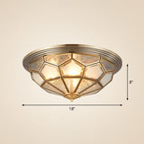 Dome Aisle Flush Ceiling Light Colonial Style Frosted Glass Brass Flush Mount Lamp 4 Brass Clearhalo 'Ceiling Lights' 'Close To Ceiling Lights' 'Close to ceiling' 'Flush mount' Lighting' 2267853