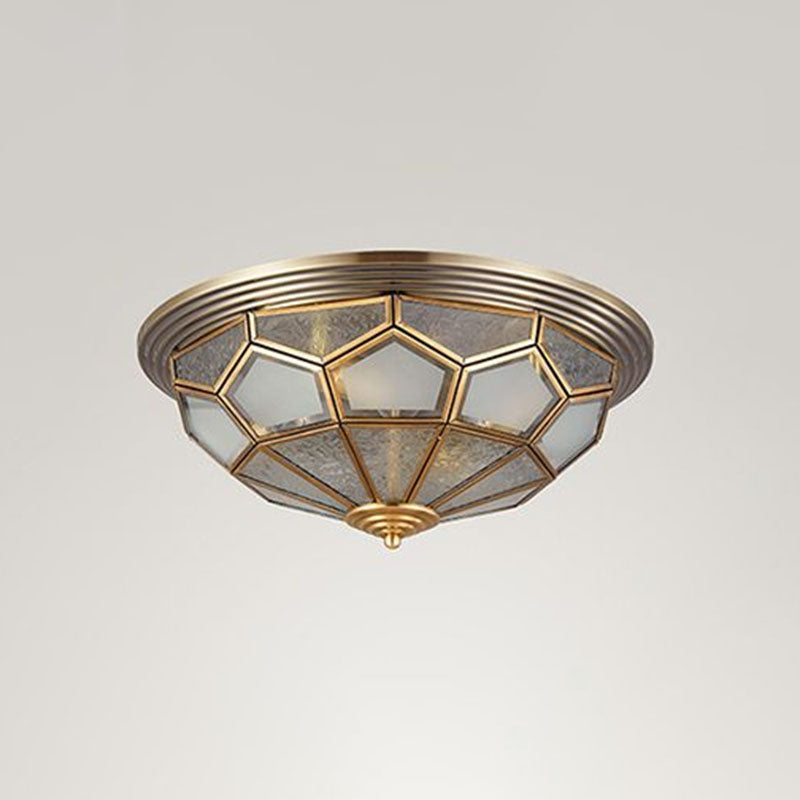 Dome Aisle Flush Ceiling Light Colonial Style Frosted Glass Brass Flush Mount Lamp Clearhalo 'Ceiling Lights' 'Close To Ceiling Lights' 'Close to ceiling' 'Flush mount' Lighting' 2267855