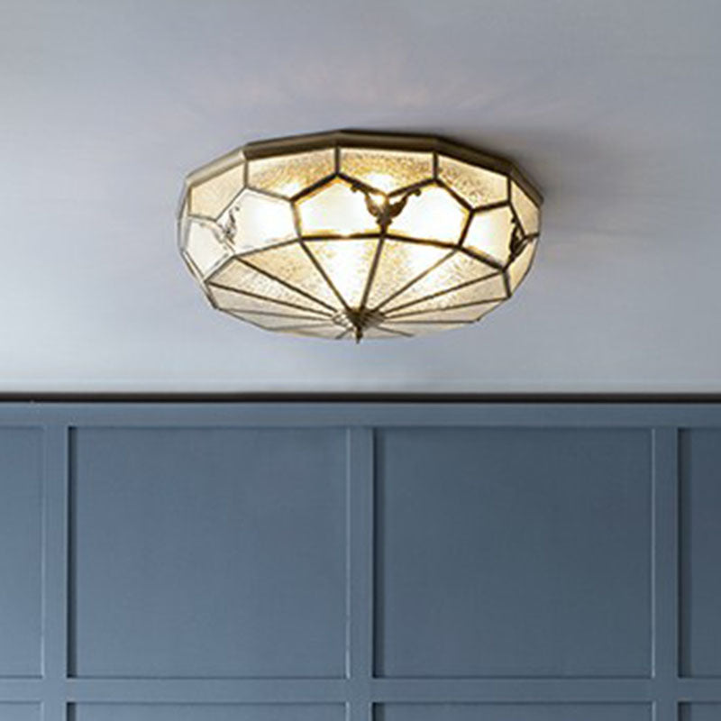 Frosted Glass Flush-Mount Light Vintage Brass Round Bedroom Ceiling Light Fixture Clearhalo 'Ceiling Lights' 'Close To Ceiling Lights' 'Close to ceiling' 'Flush mount' Lighting' 2267856