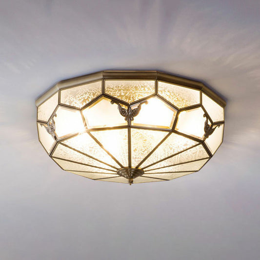 Frosted Glass Flush-Mount Light Vintage Brass Round Bedroom Ceiling Light Fixture Clearhalo 'Ceiling Lights' 'Close To Ceiling Lights' 'Close to ceiling' 'Flush mount' Lighting' 2267858
