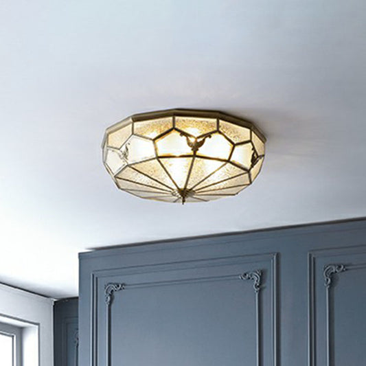 Frosted Glass Flush-Mount Light Vintage Brass Round Bedroom Ceiling Light Fixture Clearhalo 'Ceiling Lights' 'Close To Ceiling Lights' 'Close to ceiling' 'Flush mount' Lighting' 2267859