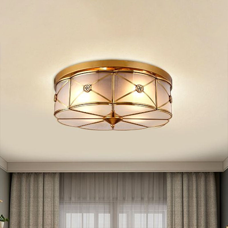 Floral Water Glass Ceiling Flush Mount Light Traditional Bedroom Flush Mount Fixture in Brass Clearhalo 'Ceiling Lights' 'Close To Ceiling Lights' 'Close to ceiling' 'Flush mount' Lighting' 2267877