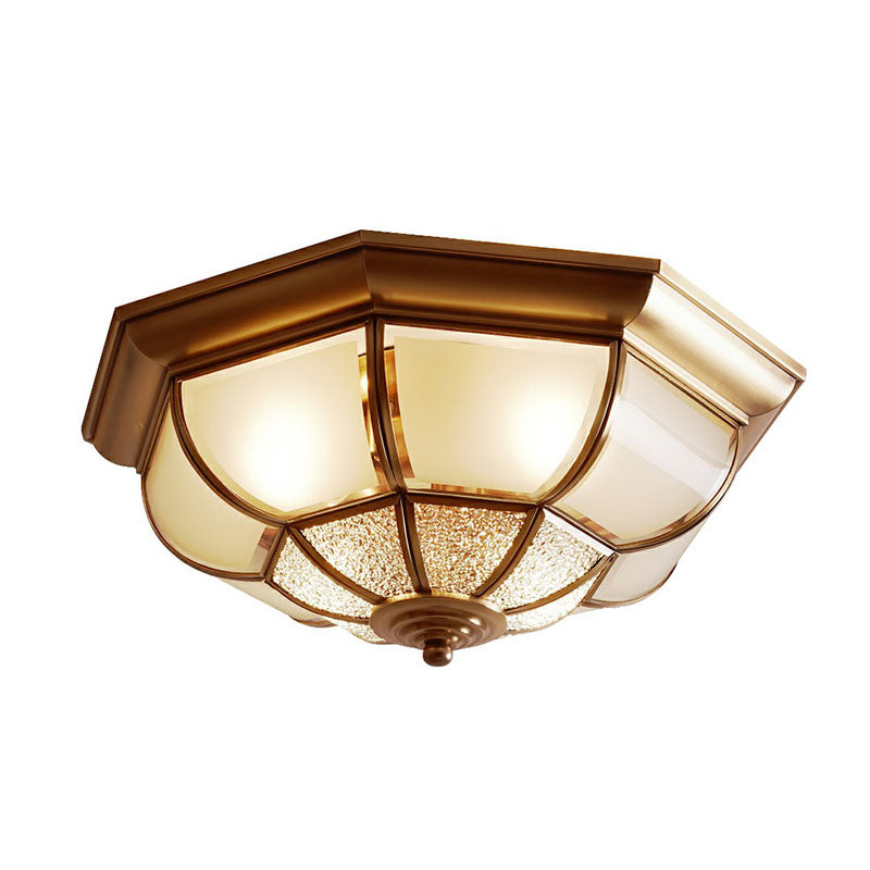 Bronze Finish Octagon Ceiling Lamp Traditional Frosted Glass Kitchen Flush Light Fixture Clearhalo 'Ceiling Lights' 'Close To Ceiling Lights' 'Close to ceiling' 'Flush mount' Lighting' 2267894