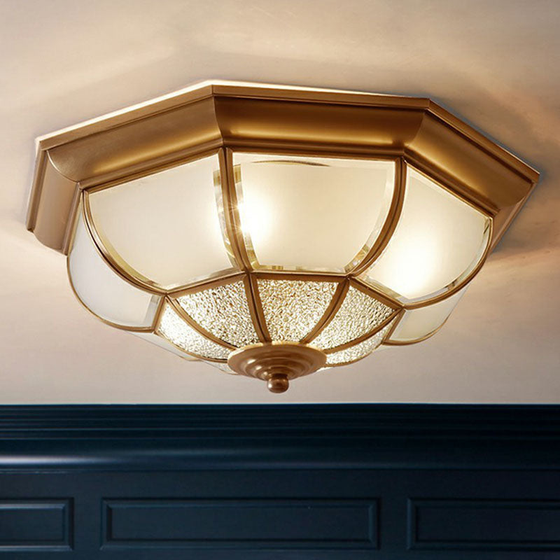 Bronze Finish Octagon Ceiling Lamp Traditional Frosted Glass Kitchen Flush Light Fixture Clearhalo 'Ceiling Lights' 'Close To Ceiling Lights' 'Close to ceiling' 'Flush mount' Lighting' 2267896