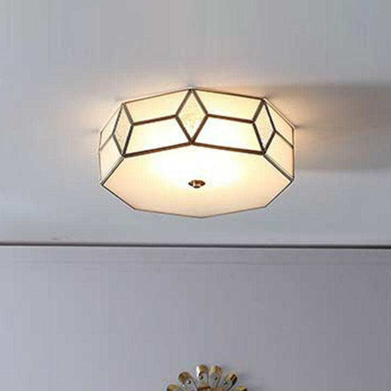 Geometric Ceiling Mounted Fixture Minimalistic Brass Frost Glass Flush Mount Light for Bedroom Clearhalo 'Ceiling Lights' 'Close To Ceiling Lights' 'Close to ceiling' 'Flush mount' Lighting' 2267906