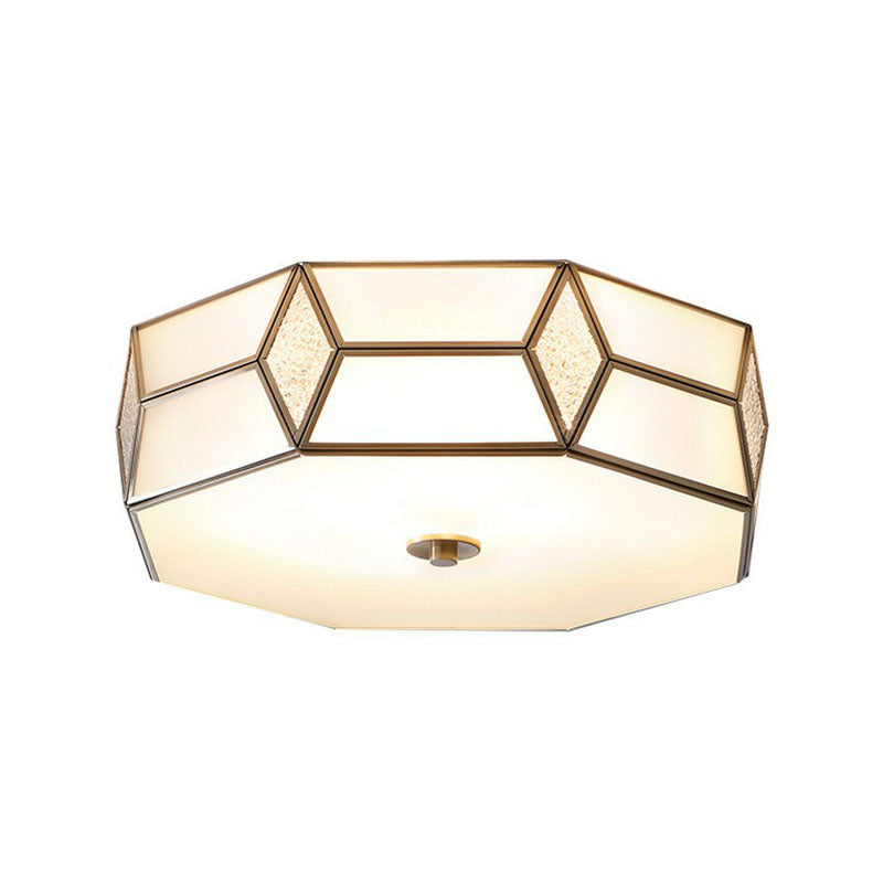 Geometric Ceiling Mounted Fixture Minimalistic Brass Frost Glass Flush Mount Light for Bedroom Clearhalo 'Ceiling Lights' 'Close To Ceiling Lights' 'Close to ceiling' 'Flush mount' Lighting' 2267908