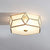 Geometric Ceiling Mounted Fixture Minimalistic Brass Frost Glass Flush Mount Light for Bedroom Beige 14" Clearhalo 'Ceiling Lights' 'Close To Ceiling Lights' 'Close to ceiling' 'Flush mount' Lighting' 2267910
