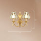Brass Bud Wall Mount Light Traditional Beveled Glass Living Room Wall Light Fixture Clearhalo 'Wall Lamps & Sconces' 'Wall Lights' Lighting' 2267941