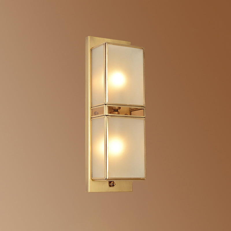 Minimalist Rectangular Wall Mount Light Frosted Glass Wall Lighting in Brass for Corridor 2.0 Brass Clearhalo 'Wall Lamps & Sconces' 'Wall Lights' Lighting' 2267944