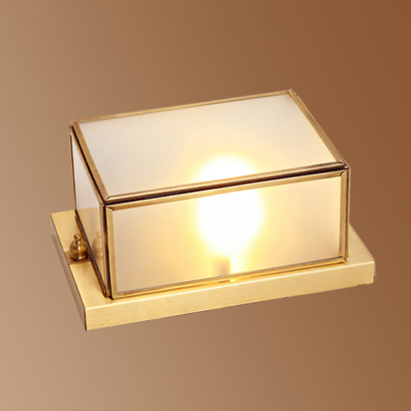 Minimalist Rectangular Wall Mount Light Frosted Glass Wall Lighting in Brass for Corridor 1.0 Brass Clearhalo 'Wall Lamps & Sconces' 'Wall Lights' Lighting' 2267945