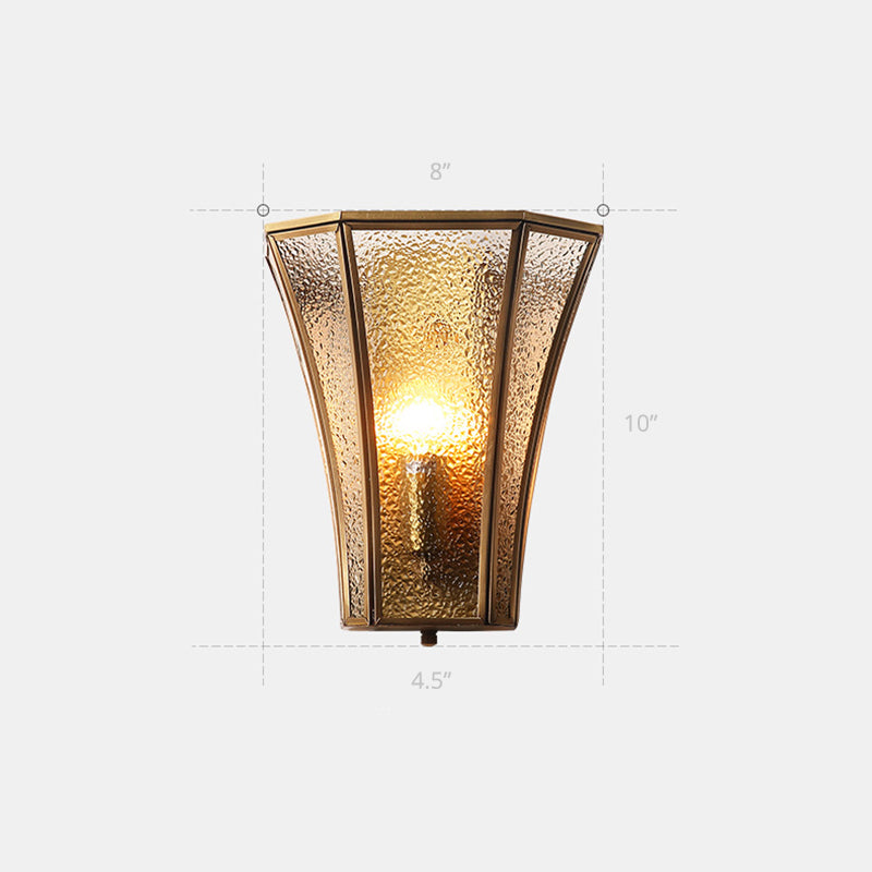 Flared Shade Beveled Glass Wall Light Antique Single Corridor Wall Lighting Fixture Brass Clearhalo 'Wall Lamps & Sconces' 'Wall Lights' Lighting' 2267951