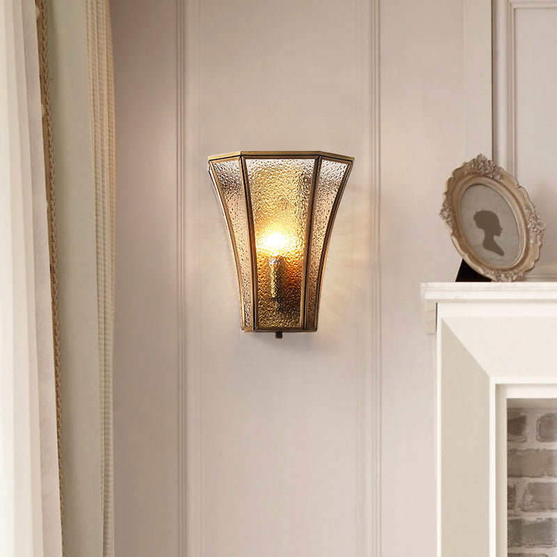 Flared Shade Beveled Glass Wall Light Antique Single Corridor Wall Lighting Fixture Clearhalo 'Wall Lamps & Sconces' 'Wall Lights' Lighting' 2267952