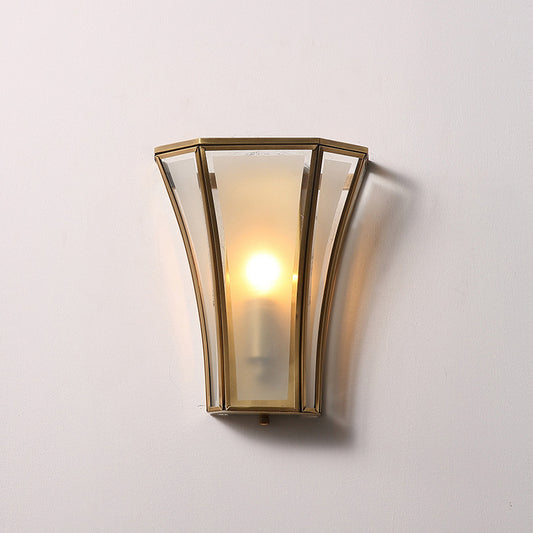 Flared Shade Beveled Glass Wall Light Antique Single Corridor Wall Lighting Fixture Clearhalo 'Wall Lamps & Sconces' 'Wall Lights' Lighting' 2267955