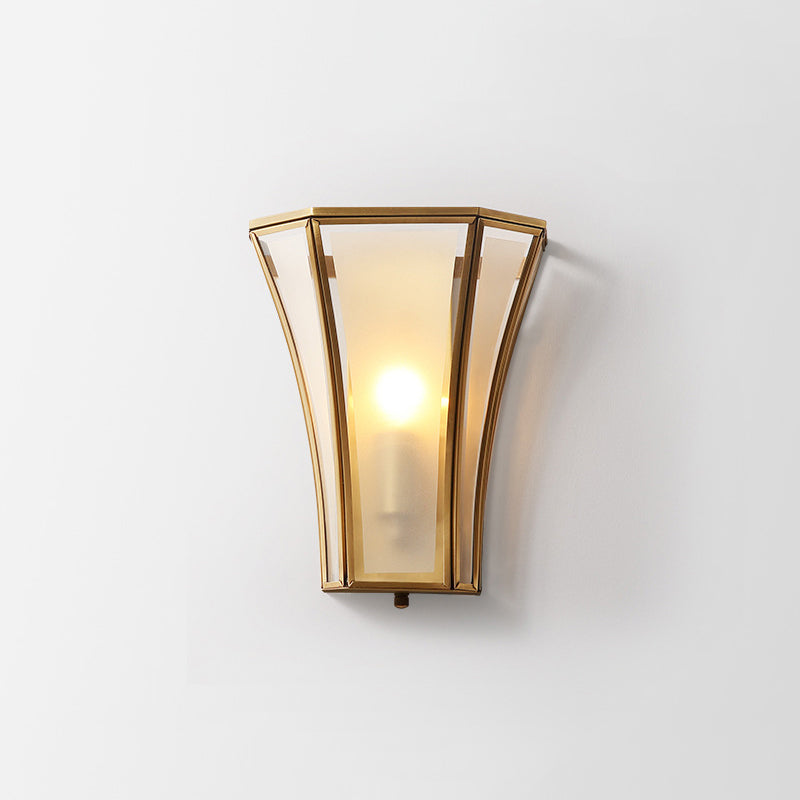 Flared Shade Beveled Glass Wall Light Antique Single Corridor Wall Lighting Fixture Textured White Clearhalo 'Wall Lamps & Sconces' 'Wall Lights' Lighting' 2267957