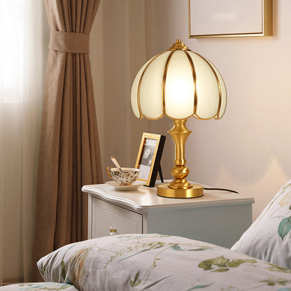 Brass Scalloped Nightstand Lamp Simplicity Beveled Glass 1-Light Bedroom Table Lighting Brass Scalloped Nightstand Lamp Simplicity Beveled Glass 1-Light Bedroom Table Lighting