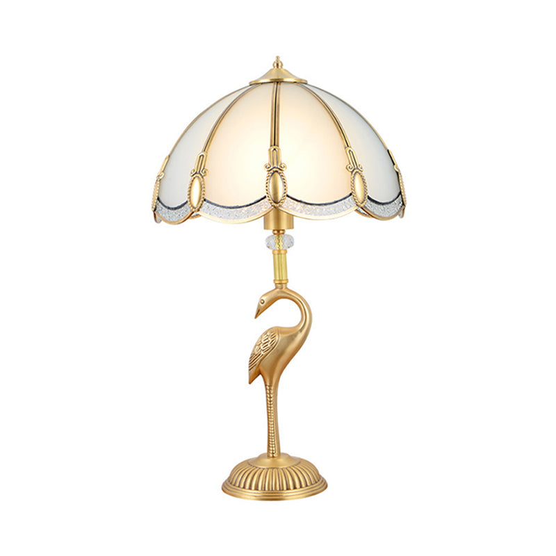 Peacock Feather Beveled Glass Table Lighting Minimalism 1-Light Living Room Nightstand Lamp in Brass Brass Clearhalo 'Lamps' 'Table Lamps' Lighting' 2267980