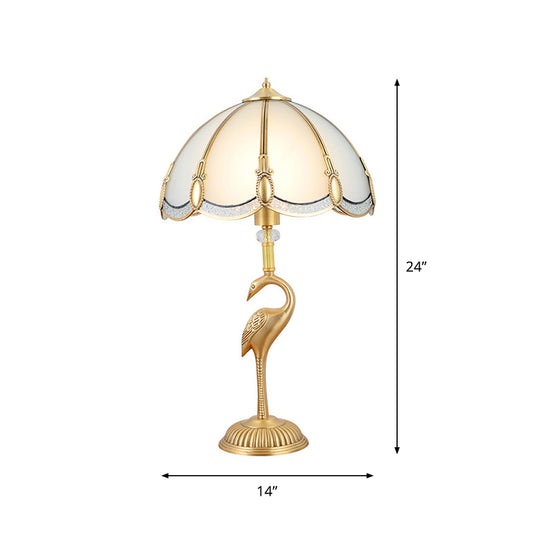 Peacock Feather Beveled Glass Table Lighting Minimalism 1-Light Living Room Nightstand Lamp in Brass Clearhalo 'Lamps' 'Table Lamps' Lighting' 2267982