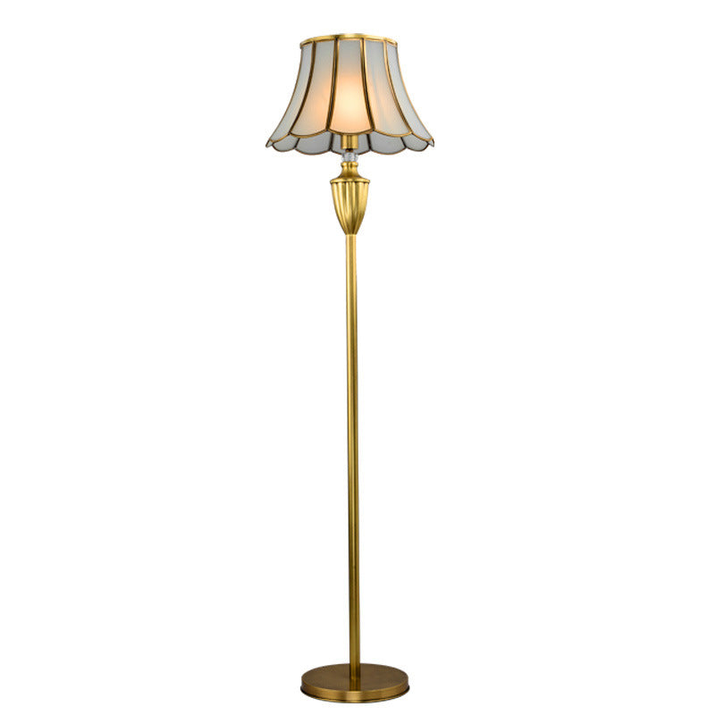 Peacock Feather Beveled Glass Table Lighting Minimalism 1-Light Living Room Nightstand Lamp in Brass Clearhalo 'Lamps' 'Table Lamps' Lighting' 2267983