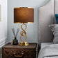 Twist Metallic Nightstand Lamp Vintage Single-Bulb Living Room Table Light with Drum Fabric Shade Clearhalo 'Lamps' 'Table Lamps' Lighting' 2268020