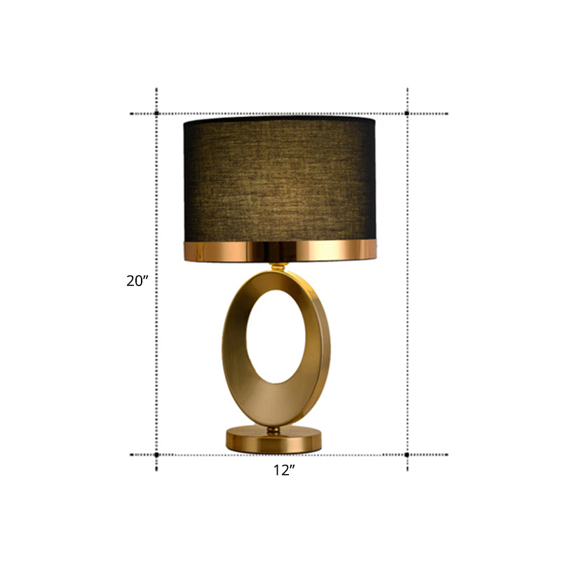 Classic Style Drum Shade Table Lamp 1 Head Fabric Nightstand Lighting for Study Room Black Clearhalo 'Lamps' 'Table Lamps' Lighting' 2268073