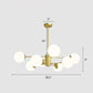 Gold Ball Chandelier Light Fixture Postmodern Glass Suspension Lighting for Living Room 8 Cream Clearhalo 'Ceiling Lights' 'Chandeliers' 'Clear' 'Industrial' 'Modern Chandeliers' 'Modern' 'Tiffany' 'Traditional Chandeliers' Lighting' 2268149