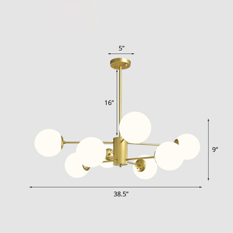 Gold Ball Chandelier Light Fixture Postmodern Glass Suspension Lighting for Living Room 8 Cream Clearhalo 'Ceiling Lights' 'Chandeliers' 'Clear' 'Industrial' 'Modern Chandeliers' 'Modern' 'Tiffany' 'Traditional Chandeliers' Lighting' 2268149