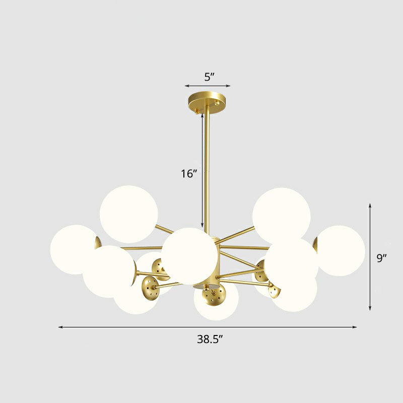 Gold Ball Chandelier Light Fixture Postmodern Glass Suspension Lighting for Living Room 12 Cream Clearhalo 'Ceiling Lights' 'Chandeliers' 'Clear' 'Industrial' 'Modern Chandeliers' 'Modern' 'Tiffany' 'Traditional Chandeliers' Lighting' 2268151