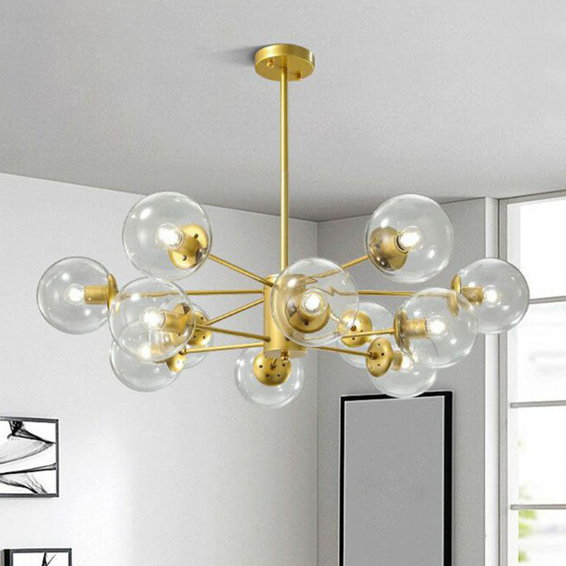 Gold Ball Chandelier Light Fixture Postmodern Glass Suspension Lighting for Living Room Clearhalo 'Ceiling Lights' 'Chandeliers' 'Clear' 'Industrial' 'Modern Chandeliers' 'Modern' 'Tiffany' 'Traditional Chandeliers' Lighting' 2268152
