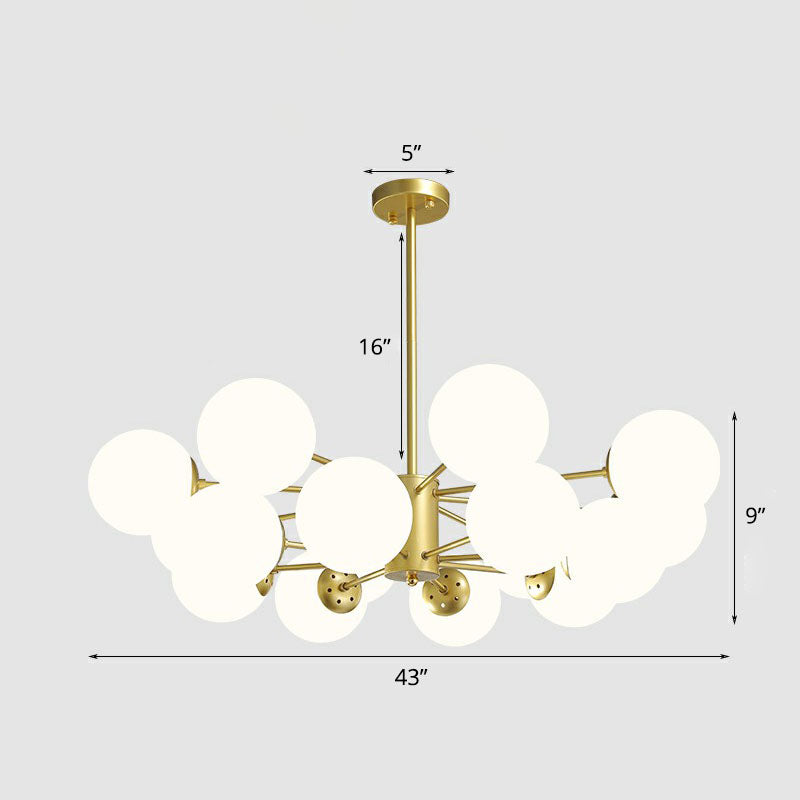 Gold Ball Chandelier Light Fixture Postmodern Glass Suspension Lighting for Living Room 16 Cream Clearhalo 'Ceiling Lights' 'Chandeliers' 'Clear' 'Industrial' 'Modern Chandeliers' 'Modern' 'Tiffany' 'Traditional Chandeliers' Lighting' 2268156