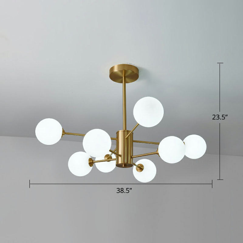 Postmodernism Bubbles Pendant Light Fixture Milk Glass Parlor Ceiling Chandelier in Gold 8 Gold Clearhalo 'Ceiling Lights' 'Chandeliers' 'Modern Chandeliers' 'Modern' Lighting' 2268160