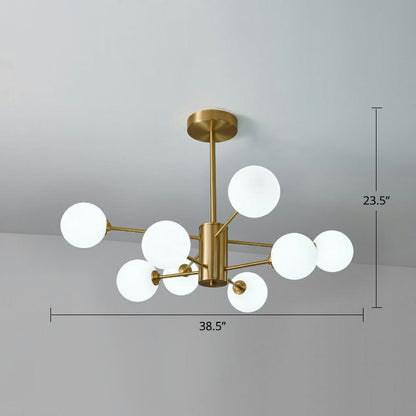 Postmodernism Bubbles Pendant Light Fixture Milk Glass Parlor Ceiling Chandelier in Gold 8 Gold Clearhalo 'Ceiling Lights' 'Chandeliers' 'Modern Chandeliers' 'Modern' Lighting' 2268160