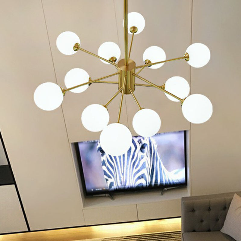 Postmodernism Bubbles Pendant Light Fixture Milk Glass Parlor Ceiling Chandelier in Gold Clearhalo 'Ceiling Lights' 'Chandeliers' 'Modern Chandeliers' 'Modern' Lighting' 2268162